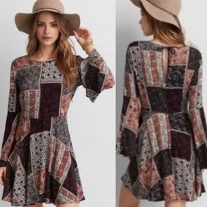 American Eagle Paisely Summer Boho Festival Dress Flared Sleeves Size XS